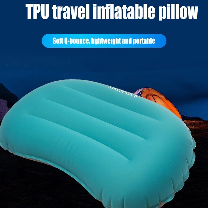 KVNTOOLS Camping Travel Pillow-Compressible,Ultralight Inflatable,Compact, Comfortable, Ergonomic Inflating Pillows for Neck & Lumbar Support While Camp, Hiking, Backpacking (Blue+Orange 2pcs) - Image 2